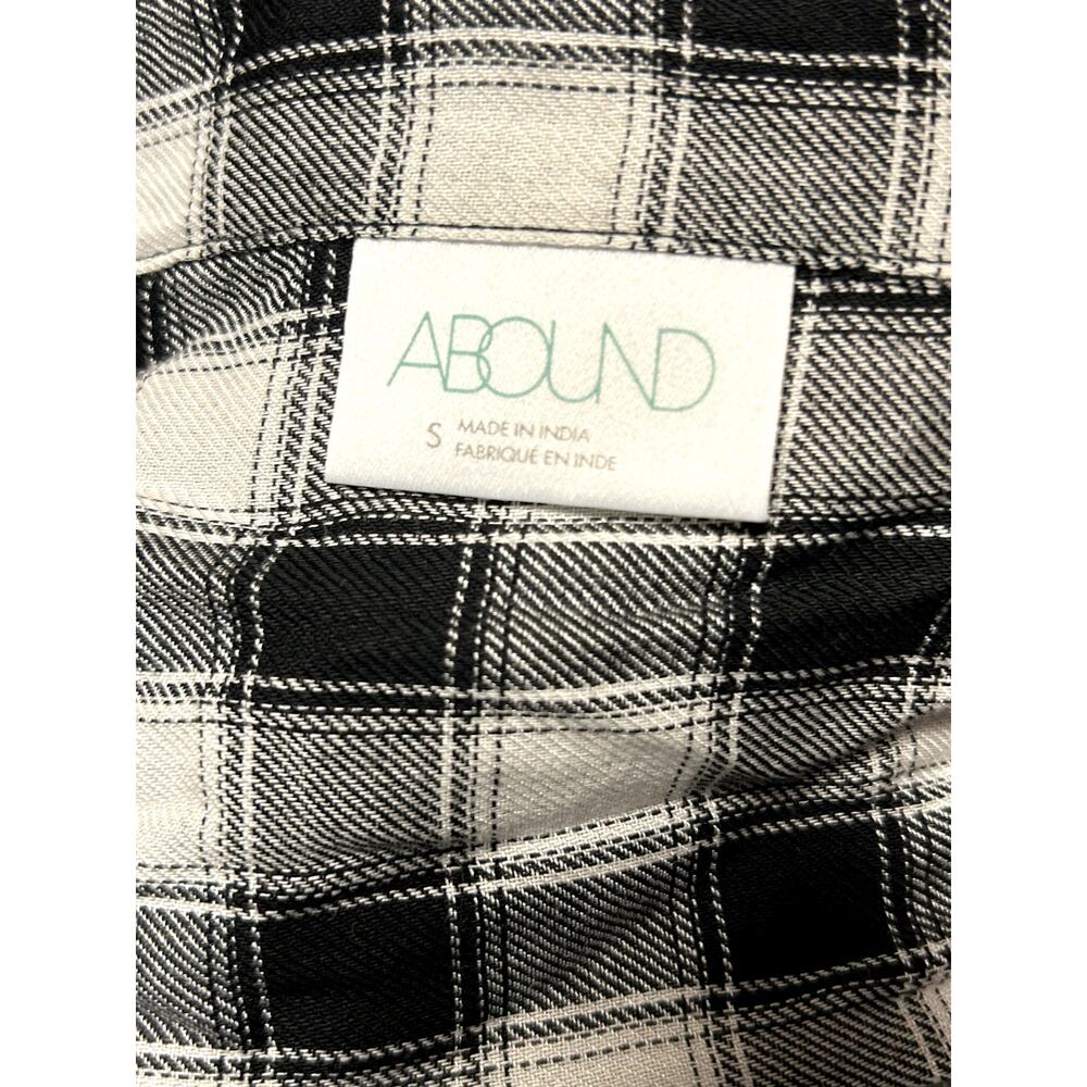 ABOUND Black White Dobby Plaid Small Raw Fringe Hem Crop Top Sz Small destroyed - Picture 5 of 6